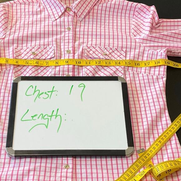 Zac and Rachel Pink and White Check Casual Button Down Size Large - Picture 8 of 9